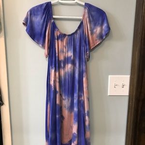 Tie dye flutter sleeve dress